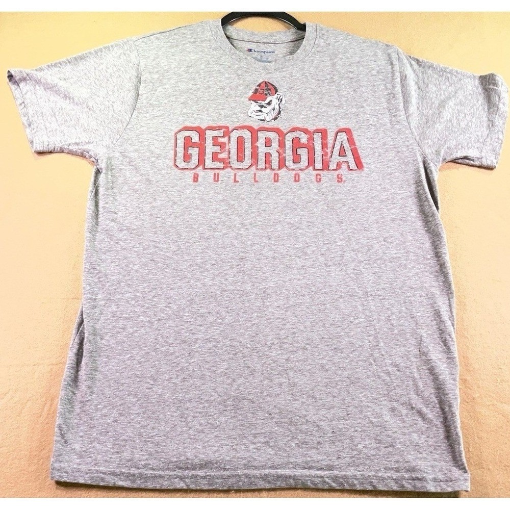 Champion Georgia Bulldogs T-Shirt Mens Large Gray Graphic NCAA Fan Tee BGXBD